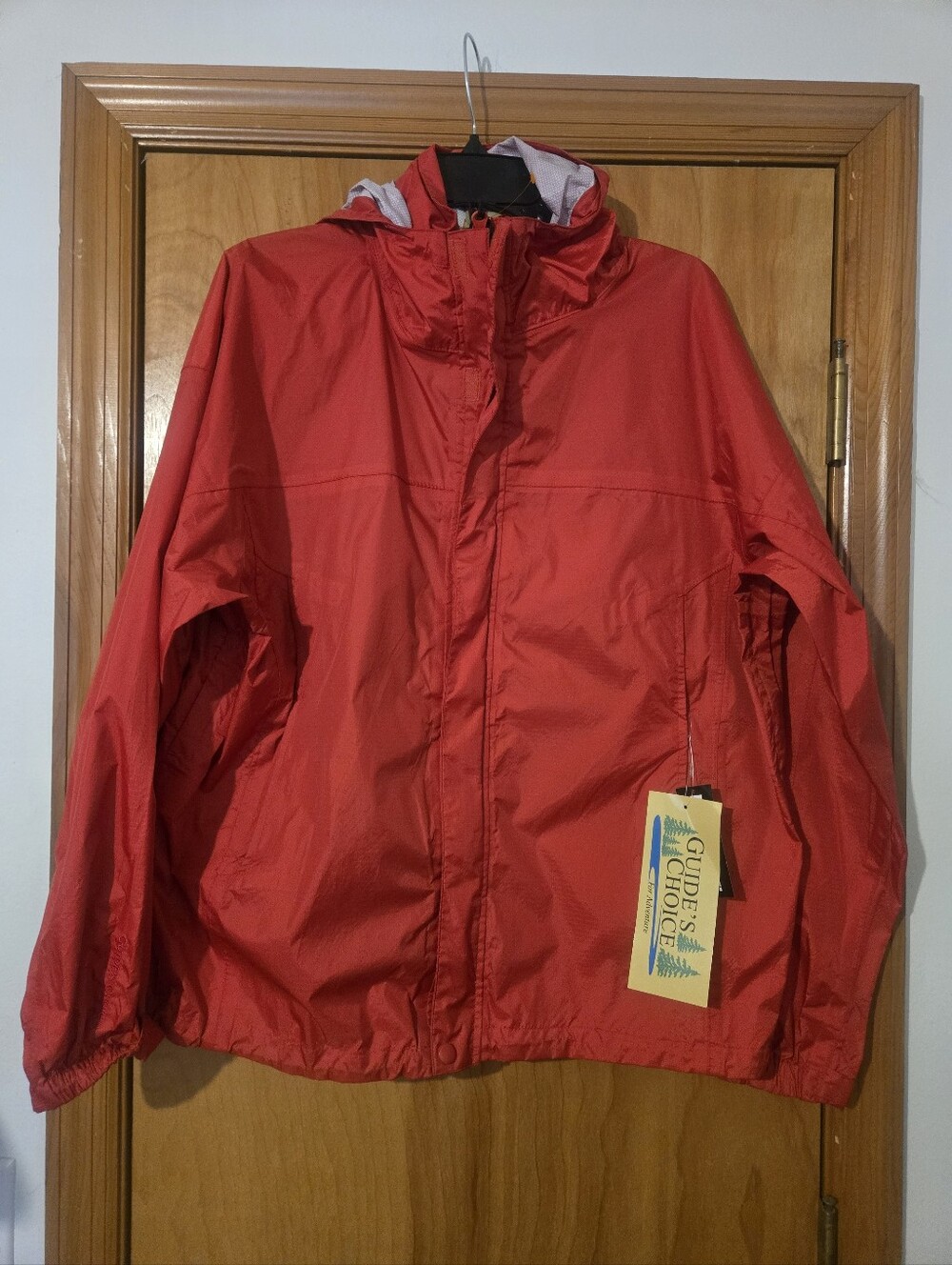 100% Waterproof Men's Hooded Red Windbreaker Jacket Size L